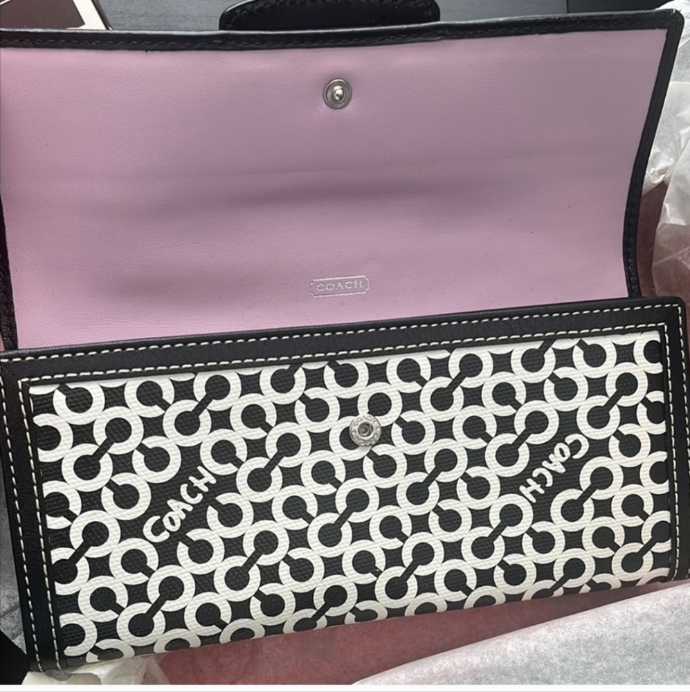 NWOT Coach Penelope Black and White Monogram Op Art Wallet - Picture 5 of 16